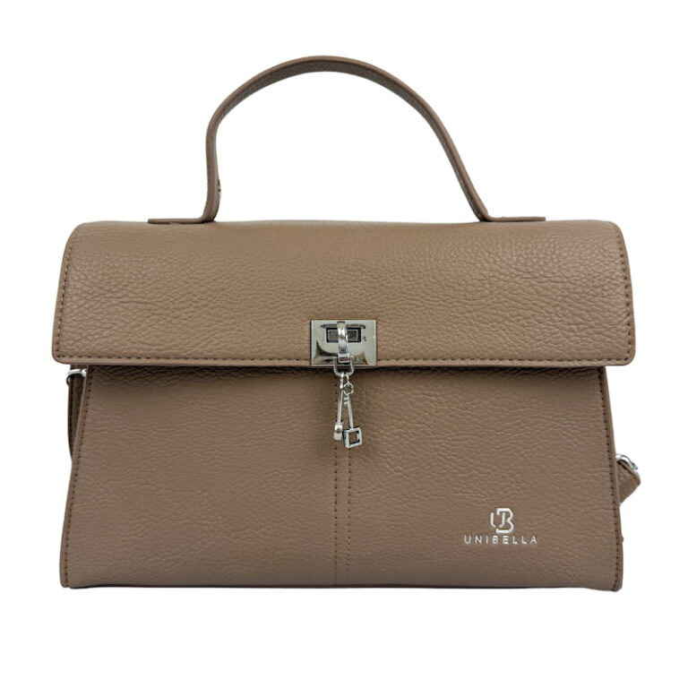 Beżowa torebka kuferek CARLA z paskiem